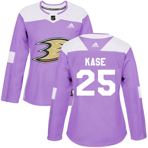 Adidas Ducks #25 Ondrej Kase Purple Authentic Fights Cancer Women's Stitched NHL Jersey - Click Image to Close